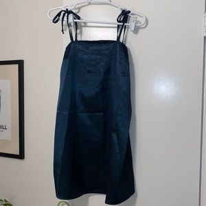 Urban outfitters dark green silk tie dress